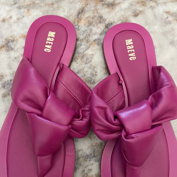 Anthroplogie Maeve Hot Pink Puff Knot Sandals Size 7 Leather - Picture 4 of 6